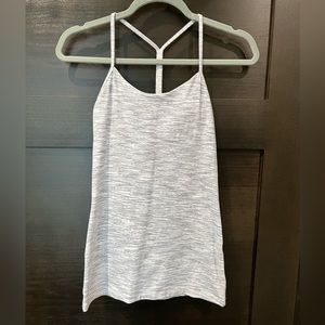 Lululemon tank top with padding, white + grey, size 4